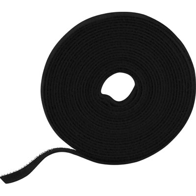 Deltaco Velcro Cable Tie Roll, 9mm, 5m, Black